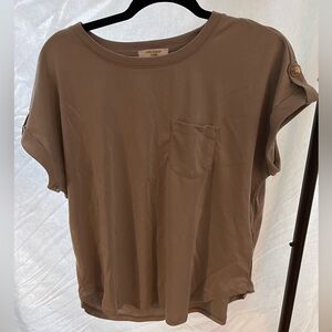 Studio Tan Short Sleeve Top with Pocket